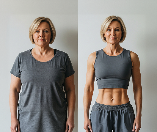 Carnimeal real user result - Kayla B. aged 55 before and after following a personalized carnivore diet