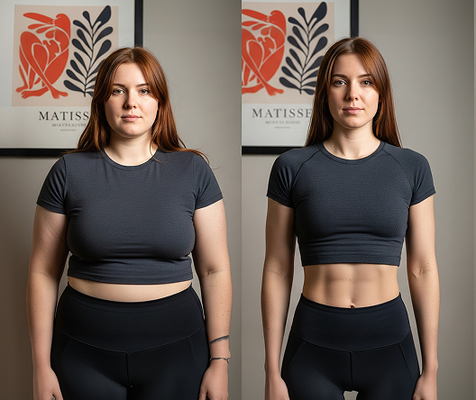 Carnimeal honest review result - Jenna T. aged 31 before and after high reading a  personalized carnivore weight loss book