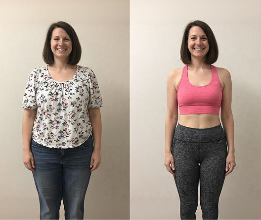 Risultato reale di Harmony Diet - Brianna L. di 46 anni. Utente prima e dopo aver seguito il piano alimentare personalizzato Harmony Diet per la perdita di peso.