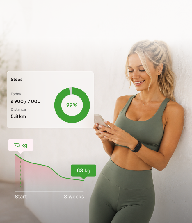 Track your steps, weight, and results